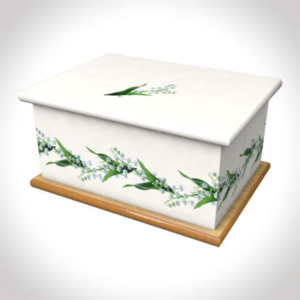 Lily of the valley garland cream ashes casket