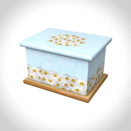 Bed of daisies blue child ashes casket