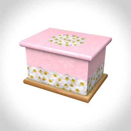 Bed of daisies pink child ashes casket