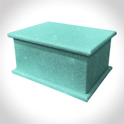 aquamarine glitter adult ashes casket