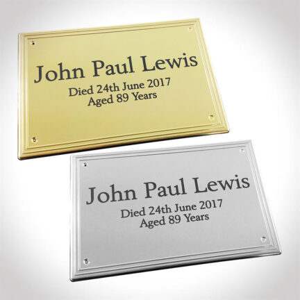 engraved plate in gold or silver