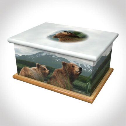 Bears and mountain adult ashes casket