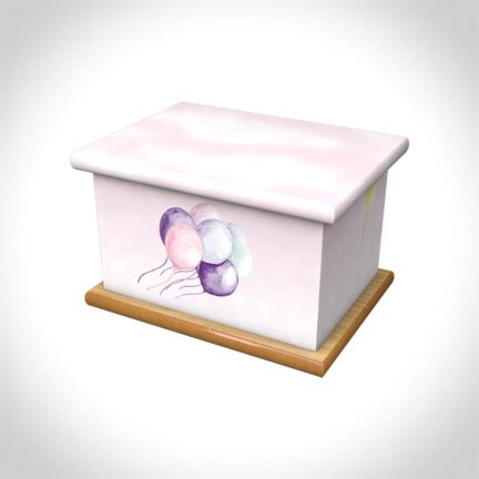 balloons pink child ashes casket