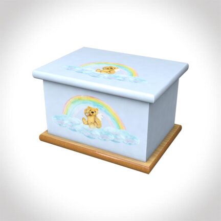 rainbow bear blue child ashes casket