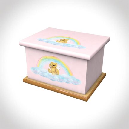 rainbow bear pink child ashes casket