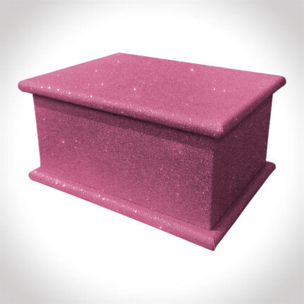 rose pink glitter adult ashes casket