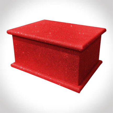 red glitter adult ashes casket