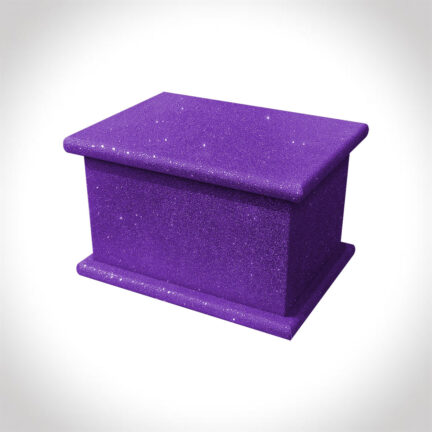 purple glitter child ashes casket