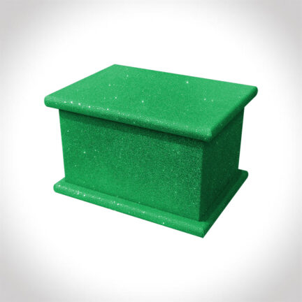 green glitter child ashes casket