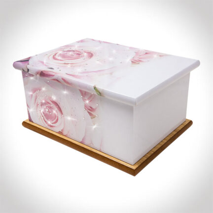crystal blushing rose ashes casket