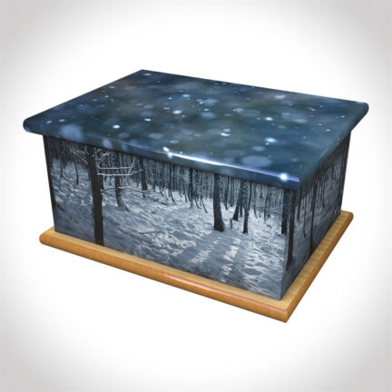 Winter night adult ashes casket